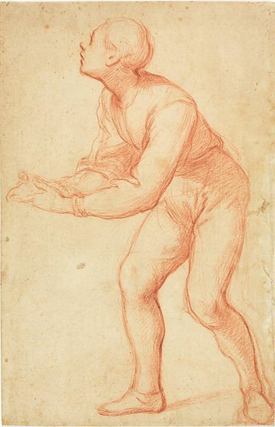 Stojący młody mężczyzna z wyciągniętymi ramionami autorstwa Giovanni Balducci