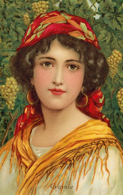 Portret Cyganki z winoroślą (kolor litho) autorstwa Giovanni Barbaro