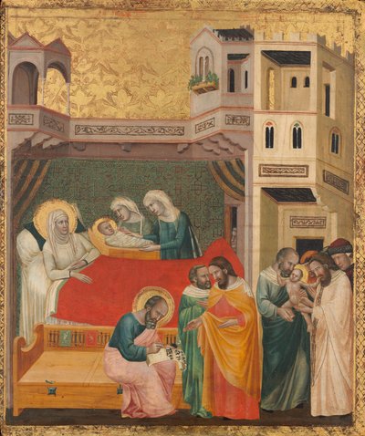 Narodziny, nazwanie i obrzezanie św. Jana Chrzciciela, c. 1335. autorstwa Giovanni Baronzio