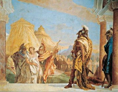 Eurybates i Talthybius prowadzą Briseis do Agamemnon autorstwa Giovanni Battista Tiepolo