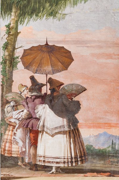 Kwatery Gościnne, Sala Fałszywych Architektur Gotyckich: „Letni spacer” autorstwa Giovanni Battista Tiepolo
