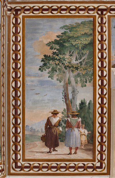 Kwatery Gościnne, Sala Scen Wiejskich: "Krajobraz z chłopami" autorstwa Giovanni Battista Tiepolo