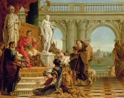 Mecenas prezentujący sztuki wyzwolone cesarzowi Augustowi (63 pne-14 ne) c.1745 (olej na płótnie) autorstwa Giovanni Battista Tiepolo