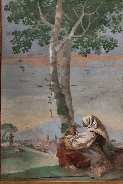 Stara wieśniaczka z koszem jajek z „Foresterii” (Pensjonat) autorstwa Giovanni Battista Tiepolo