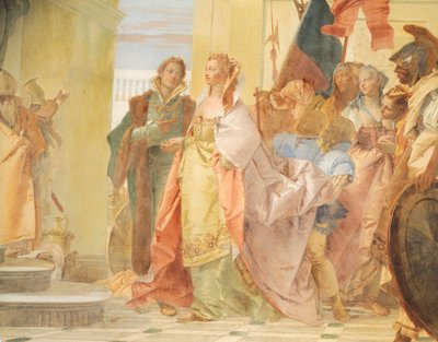 Wielkoduszność Scypiona, Giambattista Tiepolo (1696-1770), fresk, detal, Villa Lombardi Cordellina, Montecchio Maggiore, Vicenza, Włochy autorstwa Giovanni Battista Tiepolo