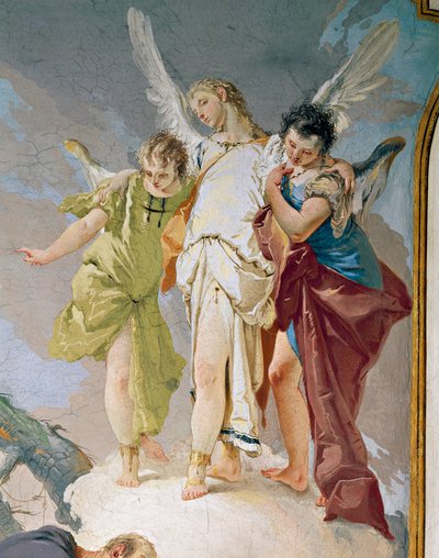 Abraham i anioły, Giovanni Battista Tiepolo (1696-1770), fresk, Detal, Pałac Patriarchalny, Sala Gościnna, Udine autorstwa Giovanni Battista Tiepolo