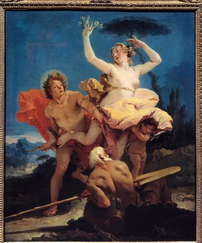 Apollo i Daphne Obraz Giovanniego Tiepolo (1696-1770) XVIII-wieczne słońce. 0,96x0,79 m² autorstwa Giovanni Battista Tiepolo