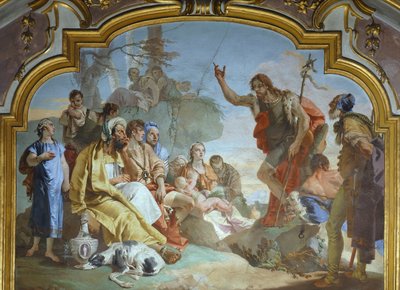 Włochy, Bergamo, kaplica Colleoni, św. Jan Chrzciciel przemawiający do tłumu autorstwa Giovanni Battista Tiepolo