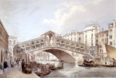 Ponte di Rialto, Wenecja, grawerowane przez Lefevre (lito) autorstwa Giovanni Battista (after) Cecchini