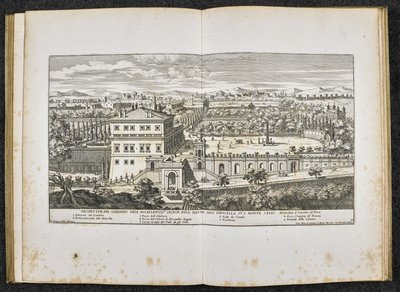 „Perspektywa Giardino dell excellentis Signor Duca Mattei alla Navicella na Monte Celio, Rzym” autorstwa Giovanni Battista (after) Falda