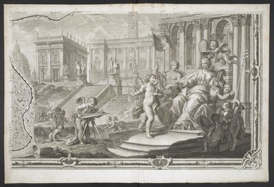 Koronowana postać kobieca, z Nowego Planu Rzymu, ujawniona przez G. Nolli autorstwa Giovanni Battista (after) Nolli