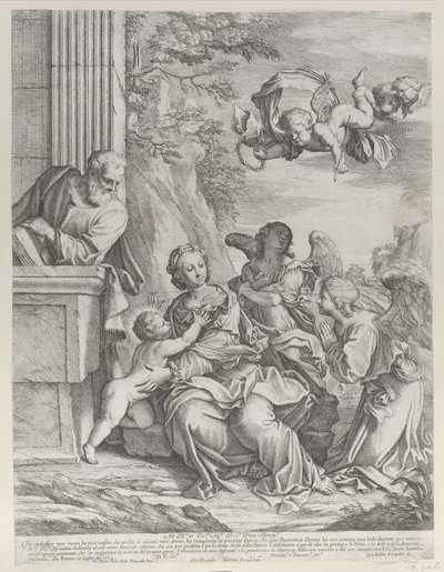 Święta Rodzina z aniołami po prawej i nad głową, 1652. autorstwa Giovanni Battista Beinaschi