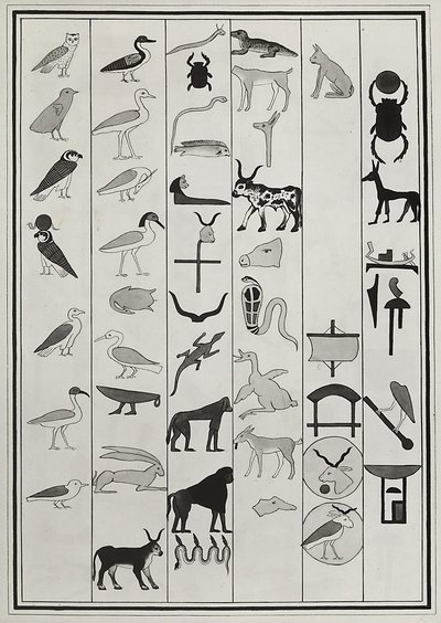 Rysunki dekoracji z wnętrza grobowca faraona Psametyka I, reprodukowane w 1817 roku przez Giovanniego Battistę Belzoniego, znajdującego się w British Museum w Londynie autorstwa Giovanni Battista Belzoni