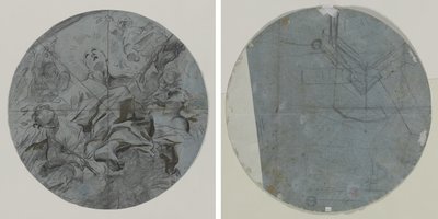Apoteoza świętego (recto); Szkic architektoniczny(?) (verso) autorstwa Giovanni Battista Benaschi