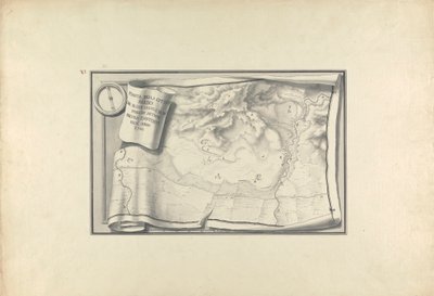 Plan ruin w Sardes ze śladami starożytnych budowli nadal istniejących w 1750 roku autorstwa Giovanni Battista Borra