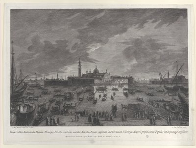 Nocny widok procesji w Wigilię Doży i Senatu Weneckiego do San G..., 1763. autorstwa Giovanni Battista Brostoloni