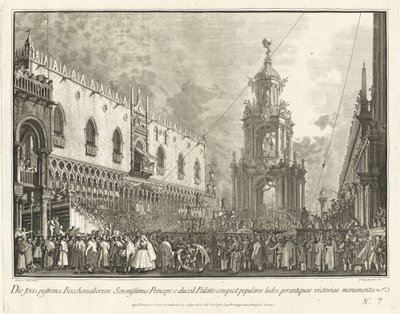 Doża uczestniczy w Festiwalu Tłusty Czwartek na Piazzetta, 17631766. autorstwa Giovanni Battista Brostoloni
