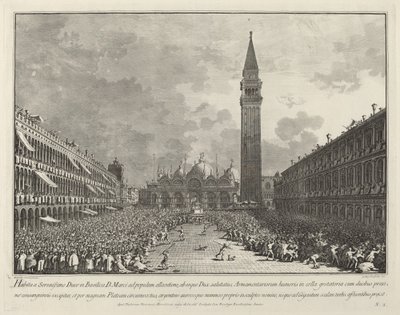 Doża niesiony wokół Piazza San Marco, 17631766. autorstwa Giovanni Battista Brostoloni