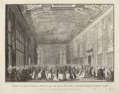 Doża bawi zagranicznych ambasadorów na bankiecie, 17631766. autorstwa Giovanni Battista Brostoloni