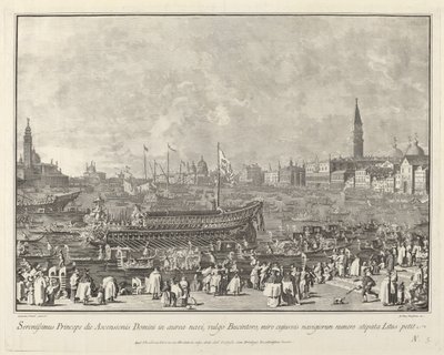 Doża w Bucintoro Wyjazd do Porto di Lido w Dzień Wniebowstąpienia, 17631766. autorstwa Giovanni Battista Brostoloni