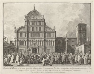 Wizyta doży w San Zaccaria w Wielkanoc 17631766. autorstwa Giovanni Battista Brostoloni