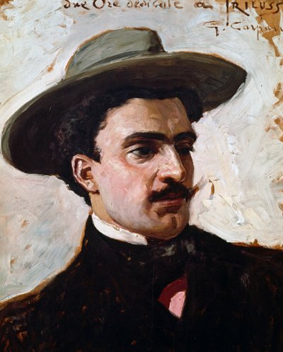 Portret Trilussy, anagramatyczny pseudonim Carlo Alberto Camillo Mariano Salustri (Rzym autorstwa Giovanni Battista Carpanetto