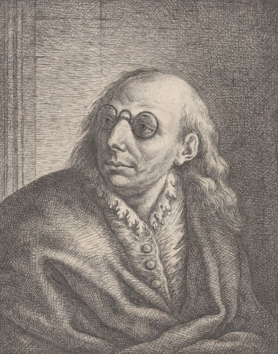 Portret Luki Giordano, w okrągłych okularach i patrzącego w lewo, 1692-1727., 1692-1727. autorstwa Giovanni Battista Catenaro