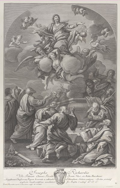 Wniebowzięcie Najświętszej Maryi Panny, która wznosi się z grobu otoczonego przez Apostołów, 1778 r. autorstwa Giovanni Battista Cecchi