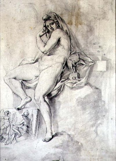 Kobieca personifikacja rzeźby, ok. 1770 (pióro i atrament na papierze) autorstwa Giovanni Battista Cipriani