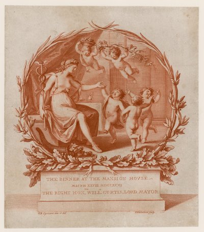 Zaproszenie na obiad w Mansion House, Londyn, 28 marca 1796 (rycina) autorstwa Giovanni Battista Cipriani