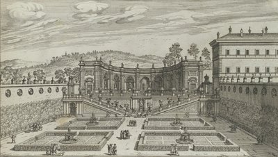 Inny widok perspektywiczny Teatro et Giardino Contigvo z Mondragone we Fras ..., 1691 lub później. autorstwa Giovanni Battista Falda