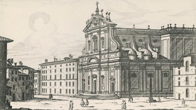 Kościół św Ignacego Loyoli na Polu Marsowym, Rzym, rycina Giovanni Battista Falda (1640 lub 1643-1678), Włochy autorstwa Giovanni Battista Falda