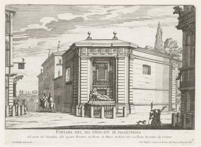 Dianafontein van de Quattro Fontane w Rzymie Fontanna Pana Principe di Pallestrina (tytuł na obiekcie) Fontanny Rzymu (tytuł serii) Fonteinen van Rome (tytuł serii) autorstwa Giovanni Battista Falda