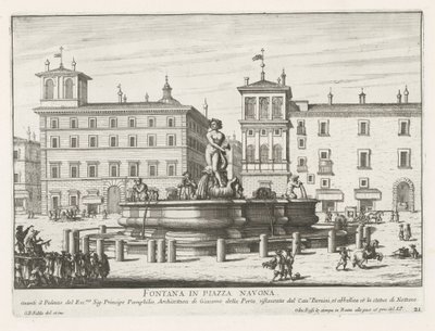 Fontana del Moro na Piazza Navona te Rome Fontanna na Piazza Navona (tytuł na obiekcie) Fontanny Rzymu (tytuł serii) Fonteinen van Rome (tytuł serii) autorstwa Giovanni Battista Falda