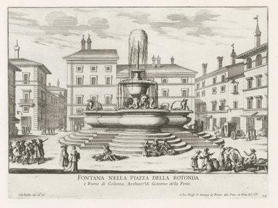Fontanna Panteonu na Piazza della Rotonda te Rome Fontanna na Piazza della Rotonda (tytuł na obiekcie) Fontanny Rzymu (tytuł serii) Fonteinen van Rome (tytuł serii) autorstwa Giovanni Battista Falda
