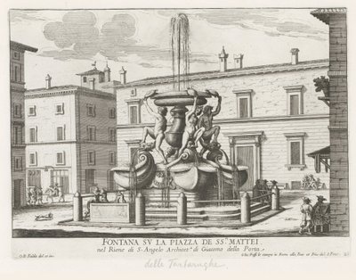 Fontanna Żółwi na Piazza Mattei te Rome Fontanna na Piazza de ss.ri Mattei (tytuł na obiekcie) Fontanny Rzymu (tytuł serii) Fonteinen van Rome (tytuł serii) autorstwa Giovanni Battista Falda