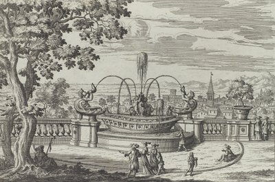 Fontanna Belvedere we Frascati ..., 1691 lub później. autorstwa Giovanni Battista Falda