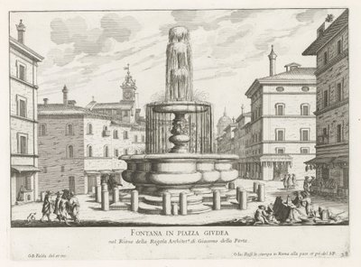 Fontein na Piazza Giudia te Rome Fontanna na Piazza Giudea (tytuł na obiekcie) Fontanny Rzymu (tytuł serii) Fonteinen van Rome (tytuł serii) autorstwa Giovanni Battista Falda