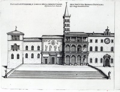 Loggia Błogosławieństw Starej Bazyliki Watykańskiej autorstwa Giovanni Battista Falda