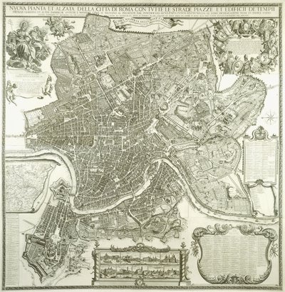 Plan miasta Rzymu, 1730 autorstwa Giovanni Battista Falda
