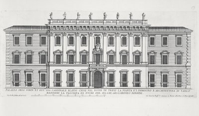Widok fasady Palazzo Chigi w Rzymie projektu Matteo di Castello, Carlo Maderno (1556-1629) i Giovanniego Berniniego (1598-1680) autorstwa Giovanni Battista Falda