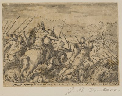 Acron atakuje Romulusa autorstwa Giovanni Battista Fontana