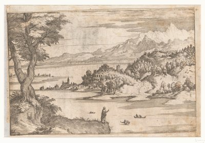 Piotr chodzi po wodzie Pejzaże ze scenami z życia Chrystusa (tytuł serii) autorstwa Giovanni Battista Fontana