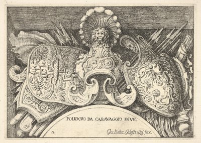 Tablica 2: trofea broni rzymskiej z dekoracji nad oknami na II piętrze..., 1656-58. autorstwa Giovanni Battista Galestruzzi