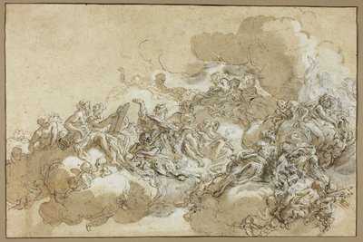 Studium szczegółowe do Wniebowzięcia św. Agnieszki autorstwa Giovanni Battista Gaulli