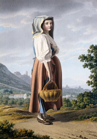 Chłop na tle Maddaloni, Giovan Battista Lusieri (ok. 1755-1821), akwarela na papierze 32x23 cm, Włochy autorstwa Giovanni Battista Lusieri