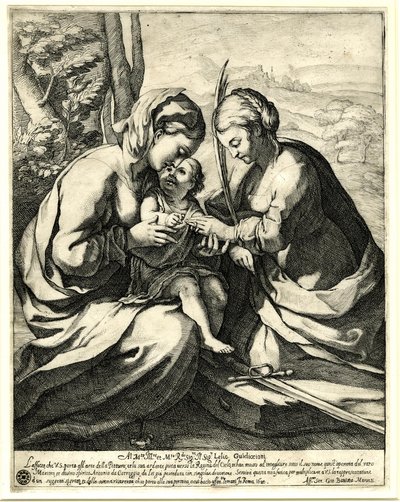 Giovanni Battista Mercati - Mistyczne zaślubiny św. Katarzyny, na której palec Chrystus nakłada pierścień; według Correggia. 1620, 1837,0408.160 autorstwa Giovanni Battista Mercati