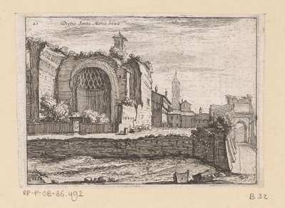 Resten van de Tempel van Venus en Roma te Rome Za Santa Maria nova (tytuł na obiekcie) Gezichten op Rome (tytuł serii) Niektóre widoki i perspektywy niezamieszkałych miejsc w Rzymie (tytuł serii) autorstwa Giovanni Battista Mercati