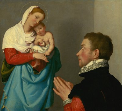 Dżentelmen w adoracji przed Madonną, ok. godz. 1560. autorstwa Giovanni Battista Moroni