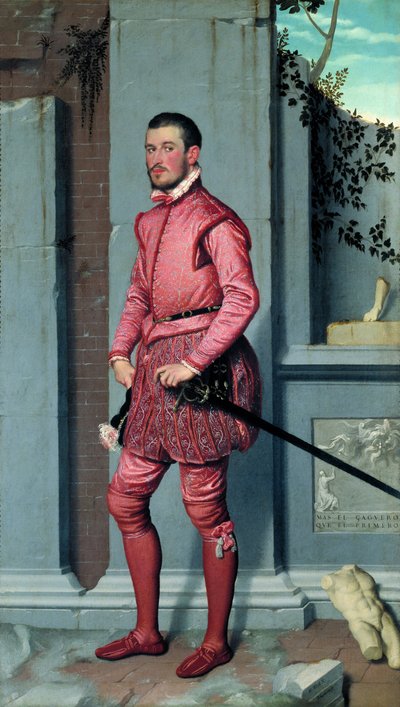 Gian Gerolamo Grumelli par Moroni, Giovan Battista (1520 / 25-1578). Olej na płótnie, format: 216x123, ok. 1560, Pałac Moroni, Bergamo autorstwa Giovanni Battista Moroni